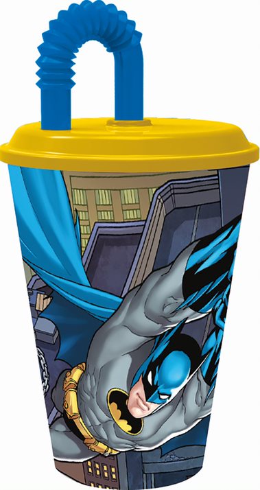 bicchiere con cannuccia batman