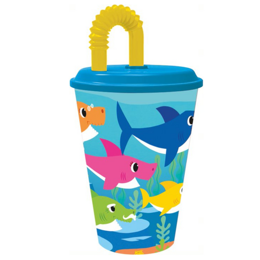 Bicchiere con cannuccia 430 ml Baby Shark