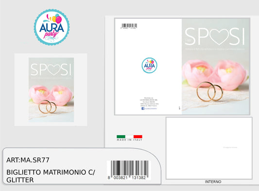 biglietto sposi con glitter