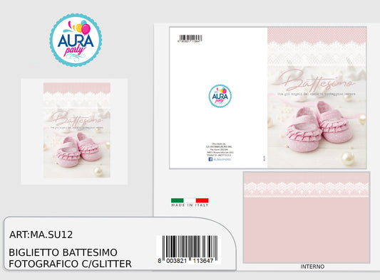 biglietto vattesimo bimba scarpine