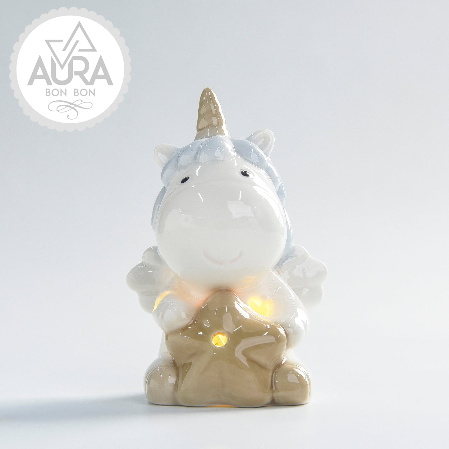 bomboniera unicorno celeste con luce