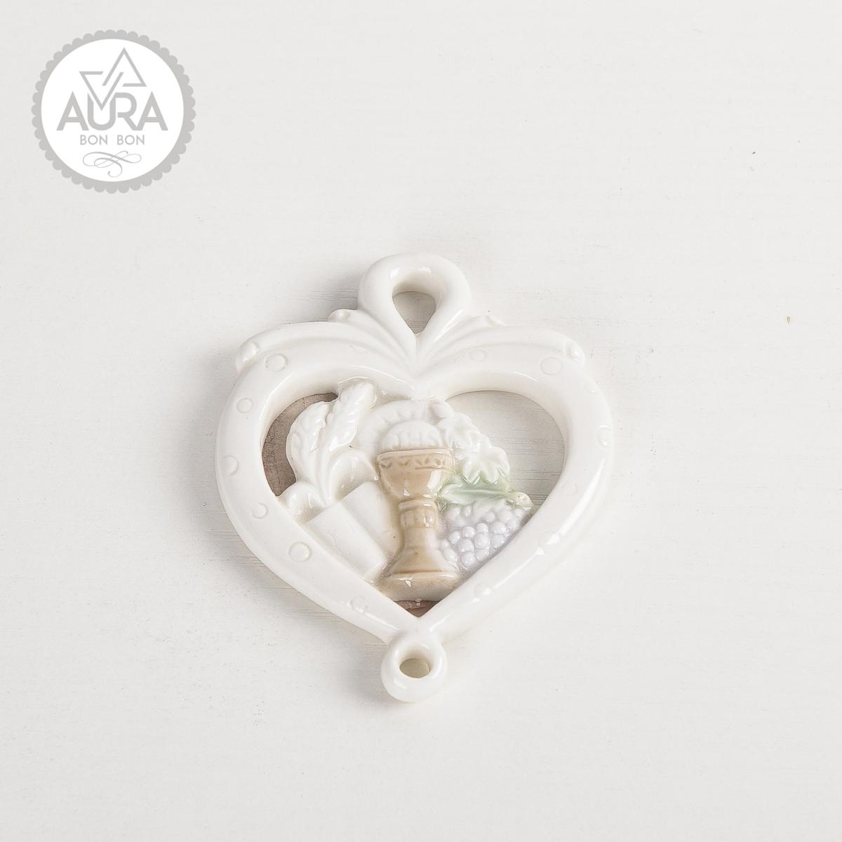 Appendino cuore Prima Comunione  8,4x6,8x0,8cm
