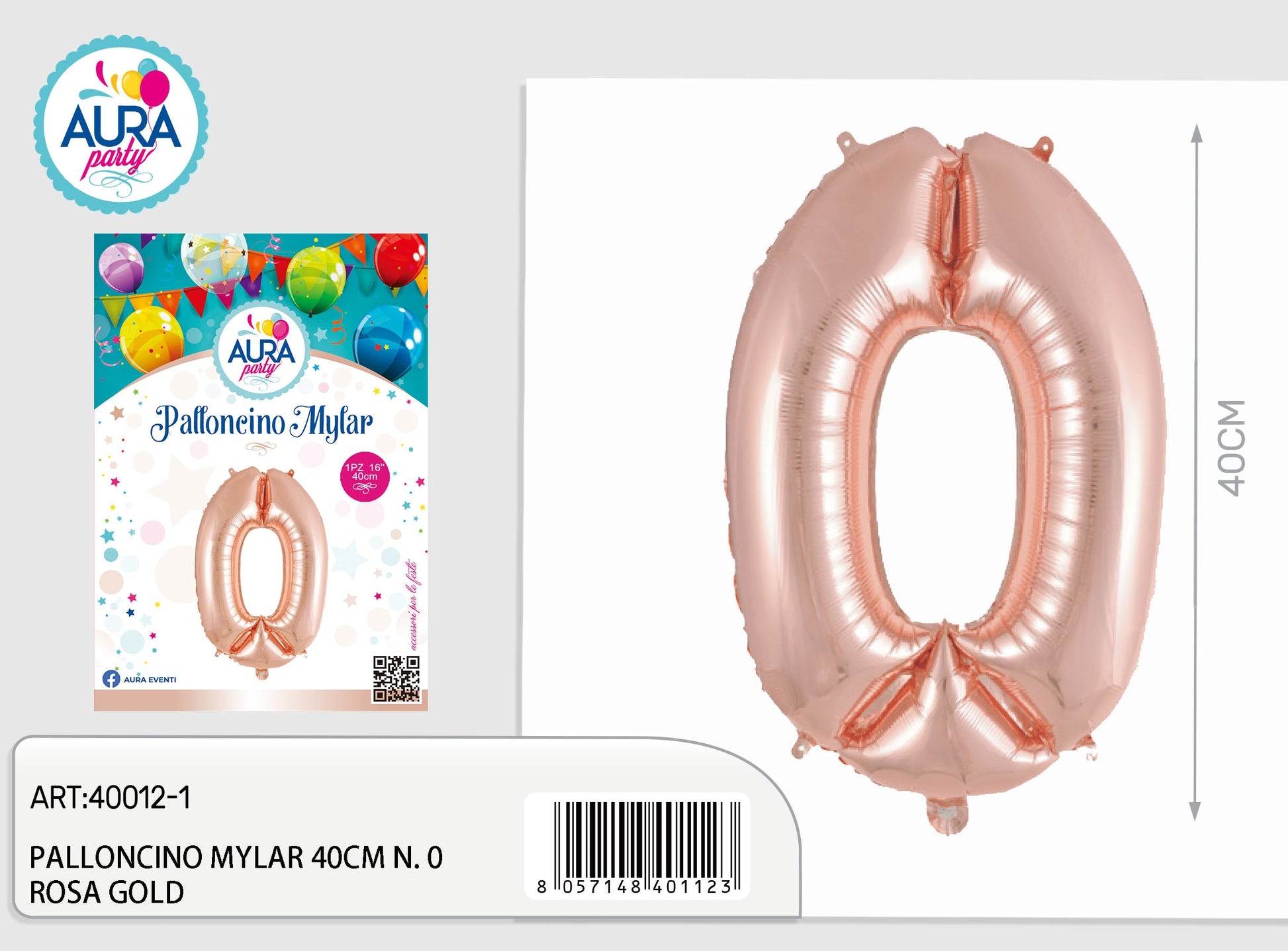 palloncini mylar 18inch n.0 rosa gold