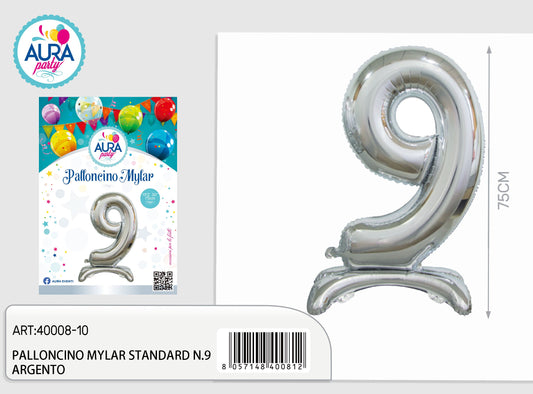 palloncini mylar standard n.9 argento
