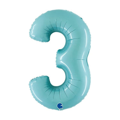 numero 3 foil 100cm/40inch celeste