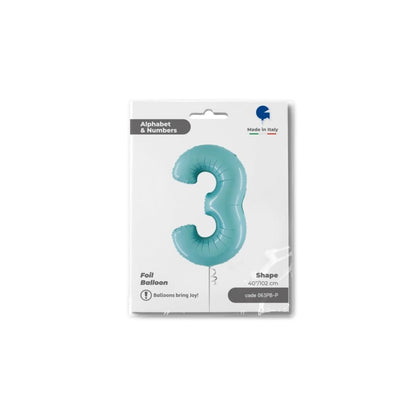 numero 3 foil 100cm/40inch celeste