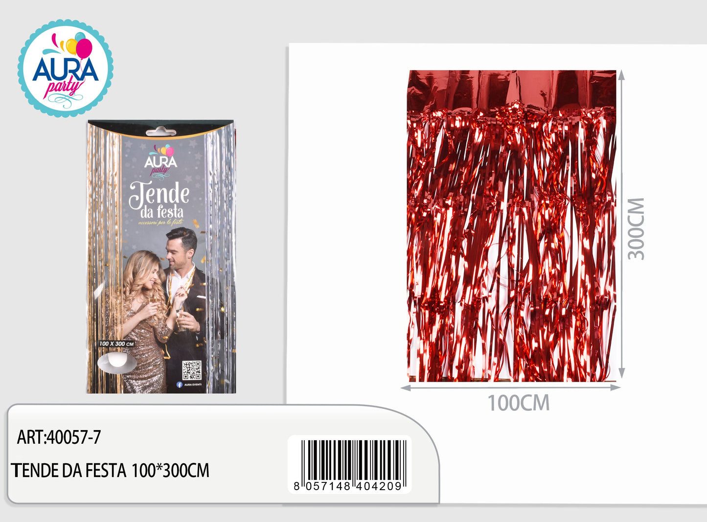 tenda per festa 100x300cm rosso