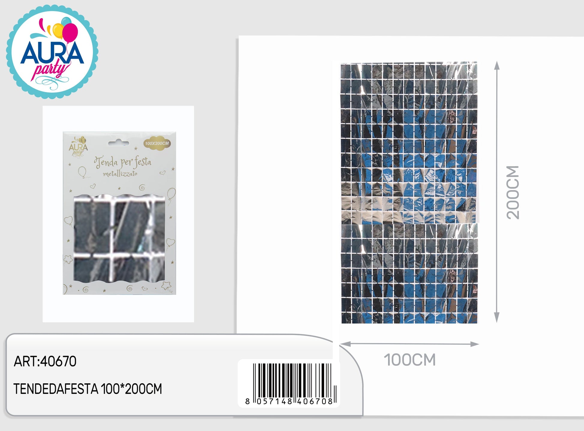 tende da festa argento 100x200cm