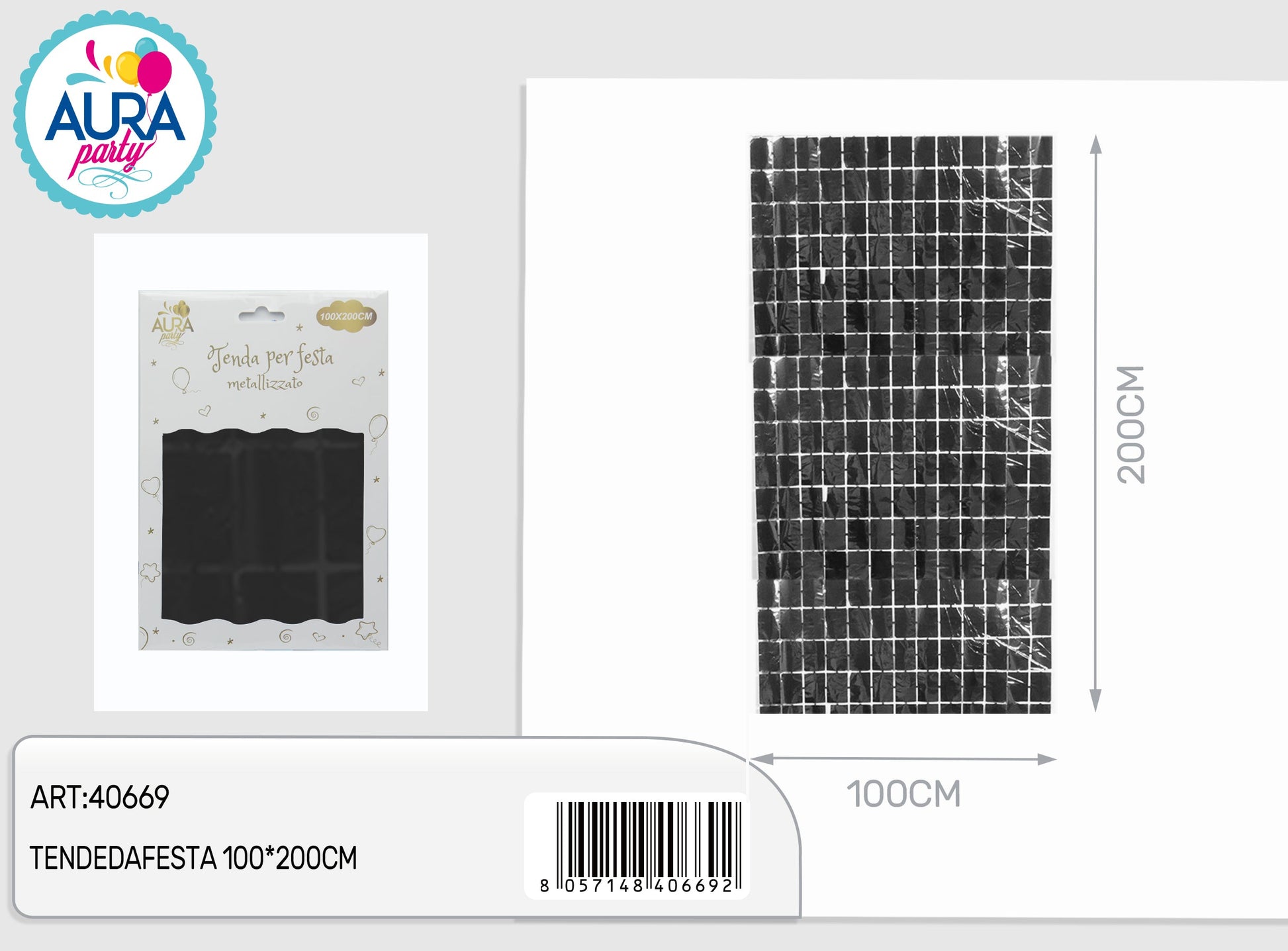 tende da festa nero 100x200cm