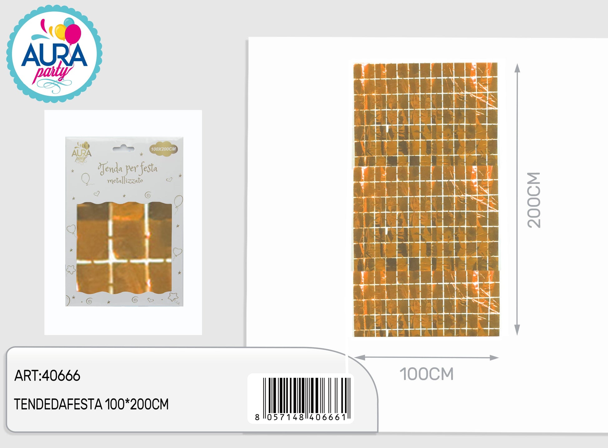 tende da festa oro 100x200cm