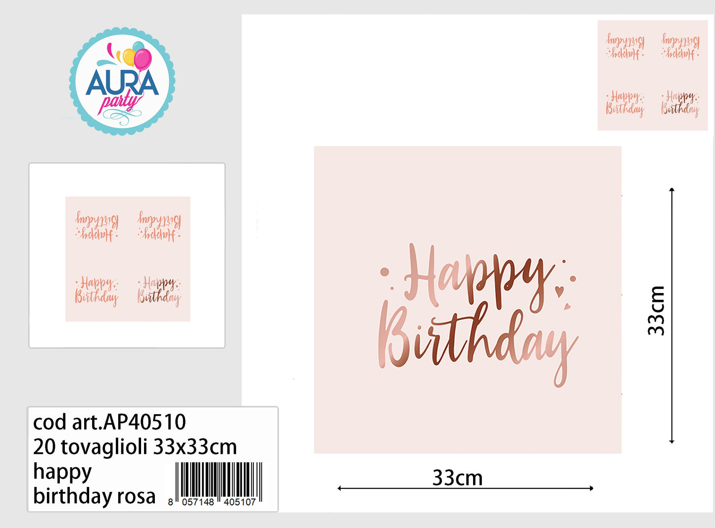 tovaglioli happy birthday rosa