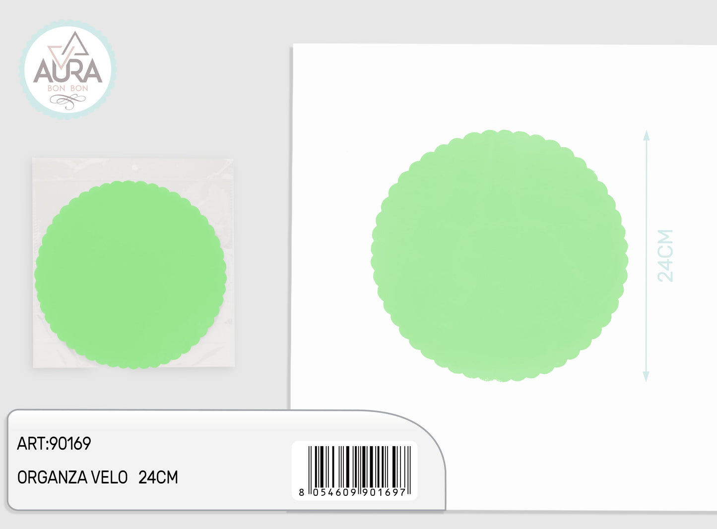 velo organza 24cm verde 12pz