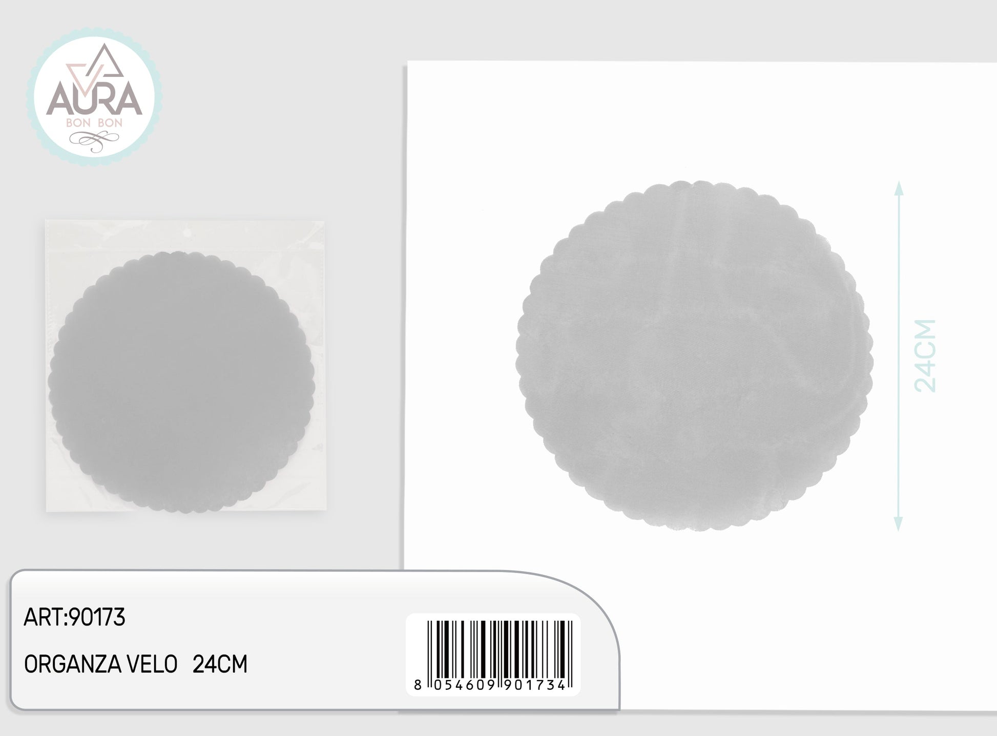 velo organza 50pz 24cm argento