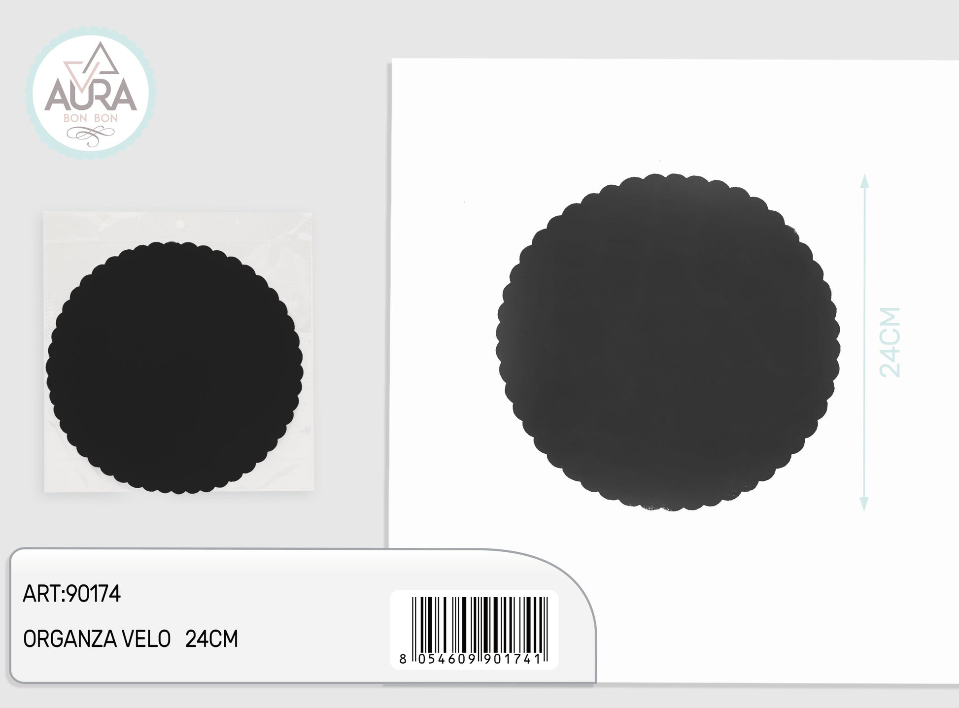 velo organza 50pz 24cm nero