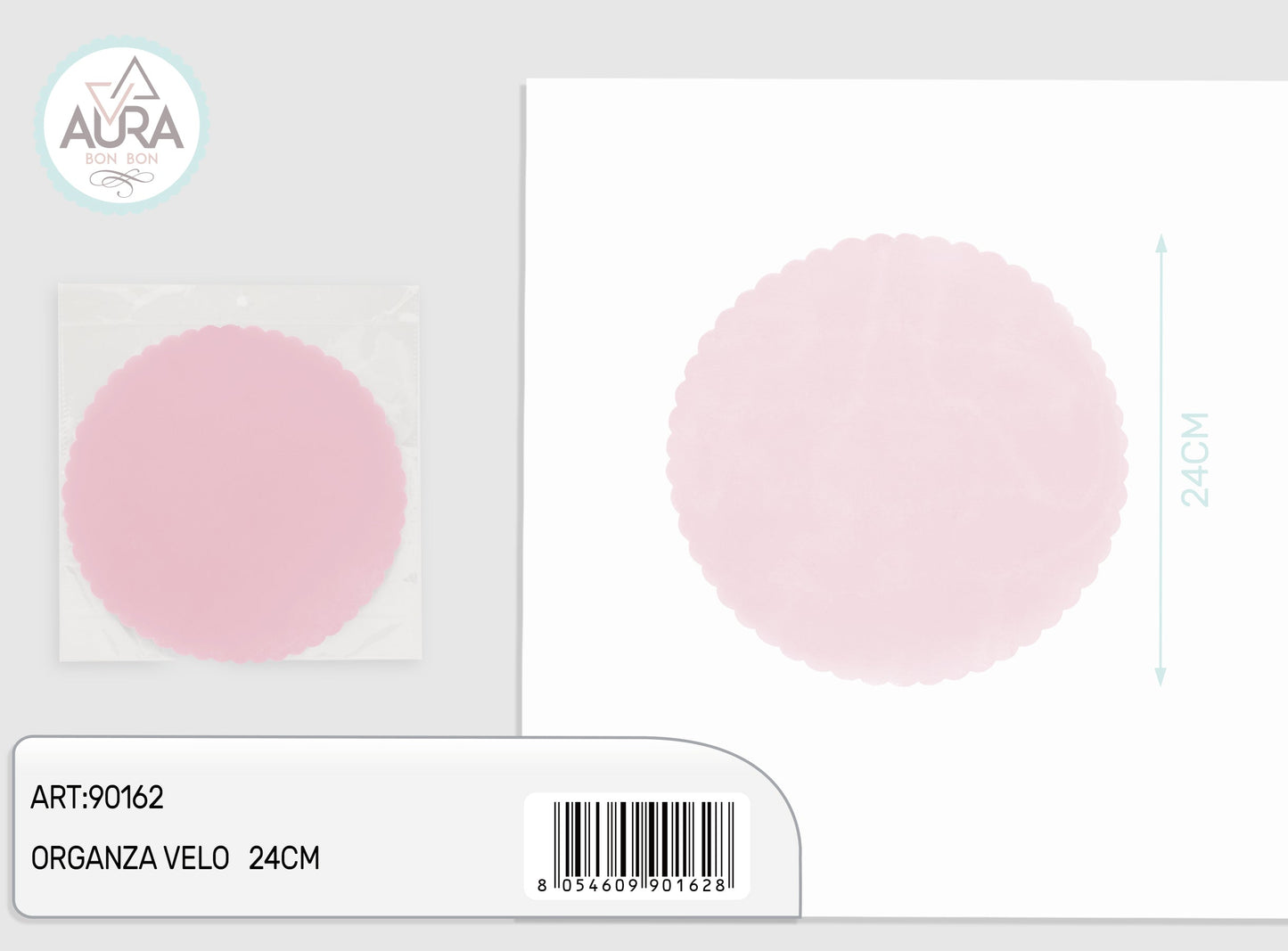 velo organza 50pz 24cm rosa