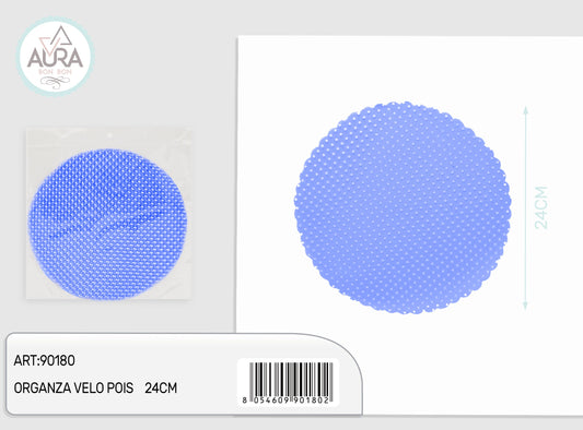 velo organza pois 24cm 25pz blu