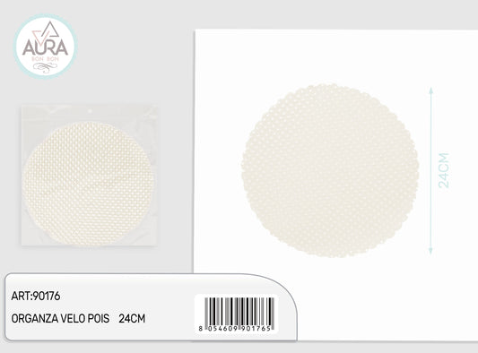 velo organza pois 24cm 25pz crema