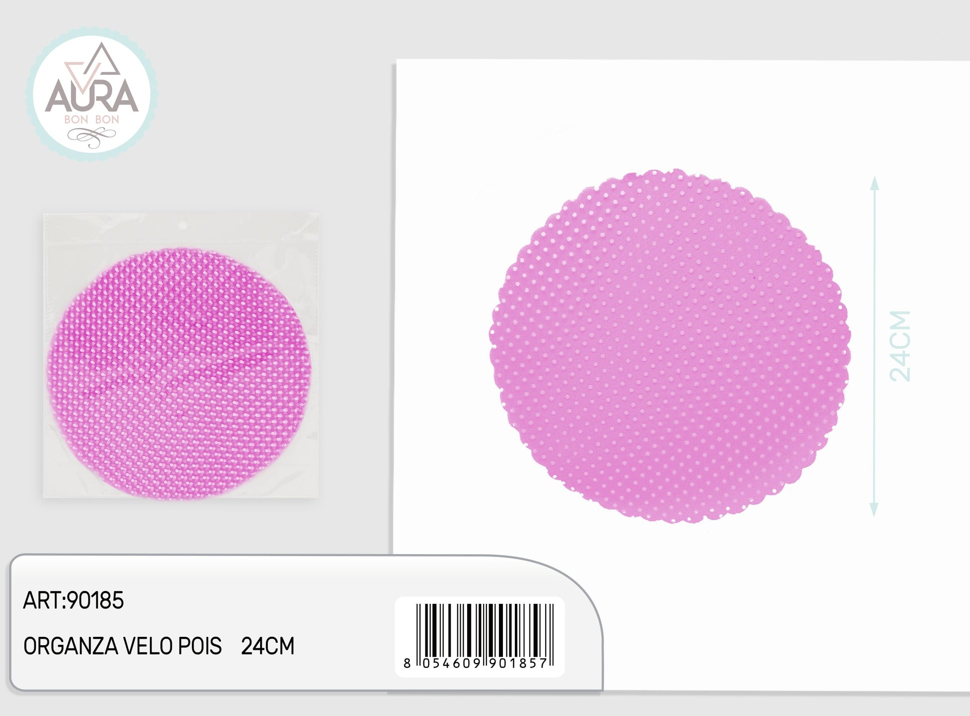 velo organza pois 24cm 25pz fuxia