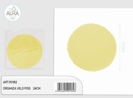 velo organza pois 24cm 25pz giallo