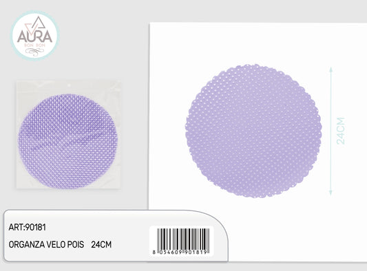 velo organza pois 24cm 25pz lilla