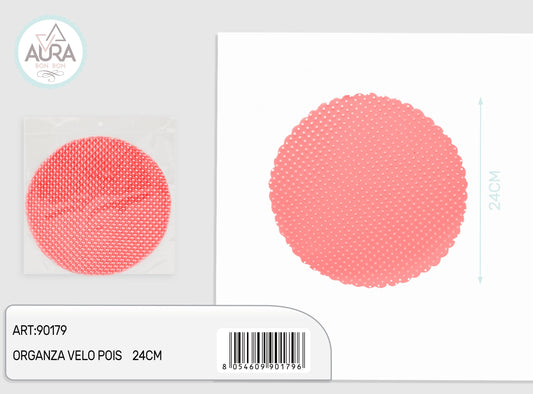 velo organza pois 24cm 25pz rosso