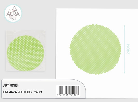 velo organza pois 24cm 25pz verde chiaro