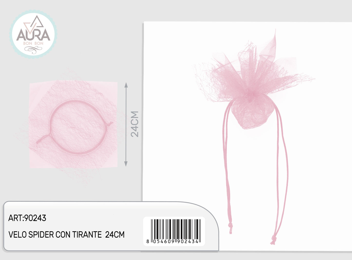 velo ragnatela con tirante 24cm rosa