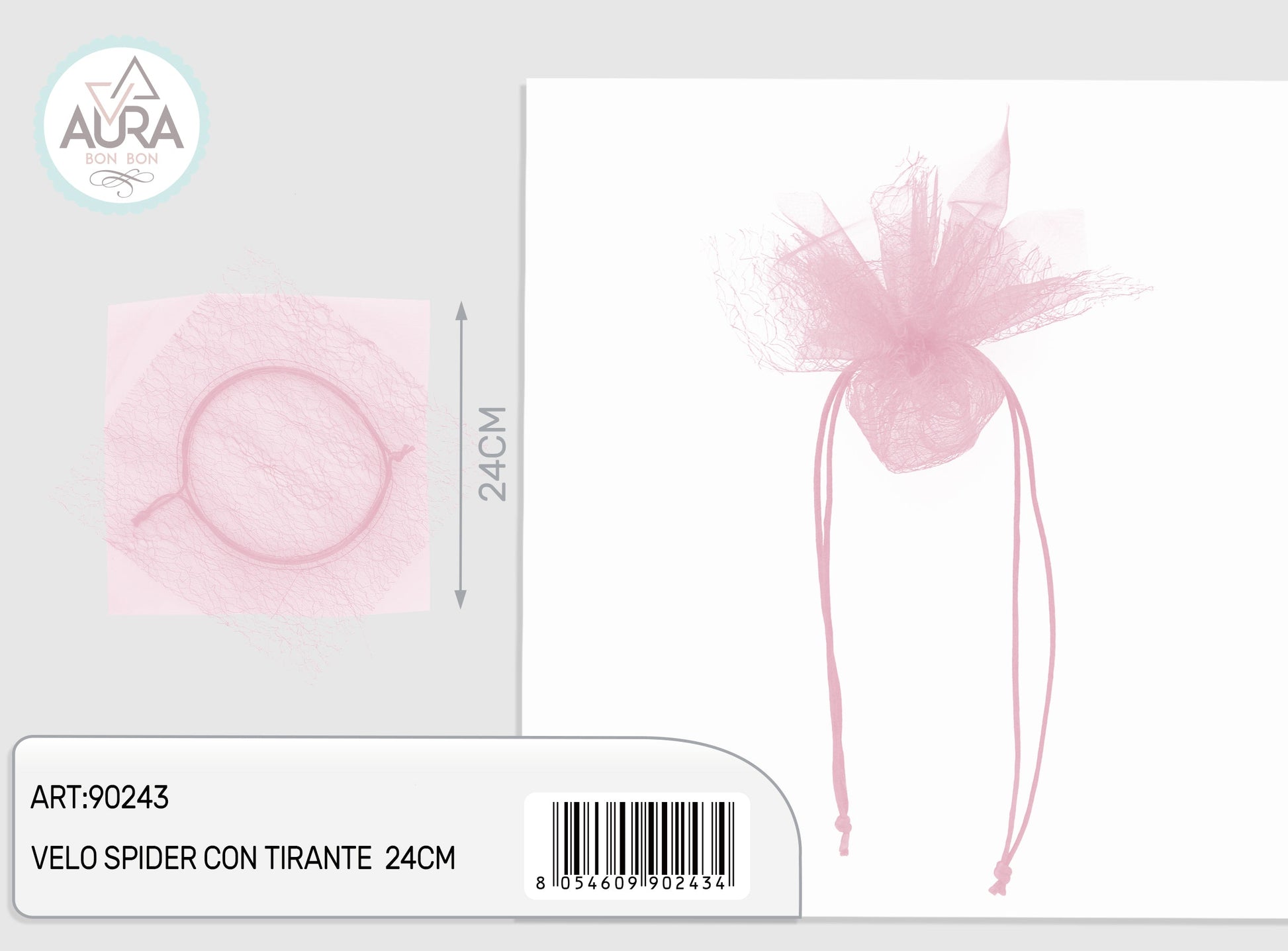 velo ragnatela con tirante 24cm rosa