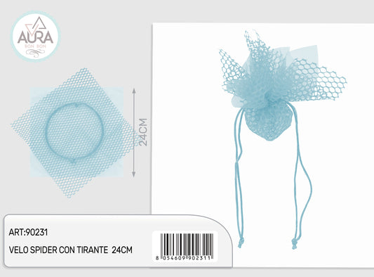 velo rete con tirante 24cm celeste