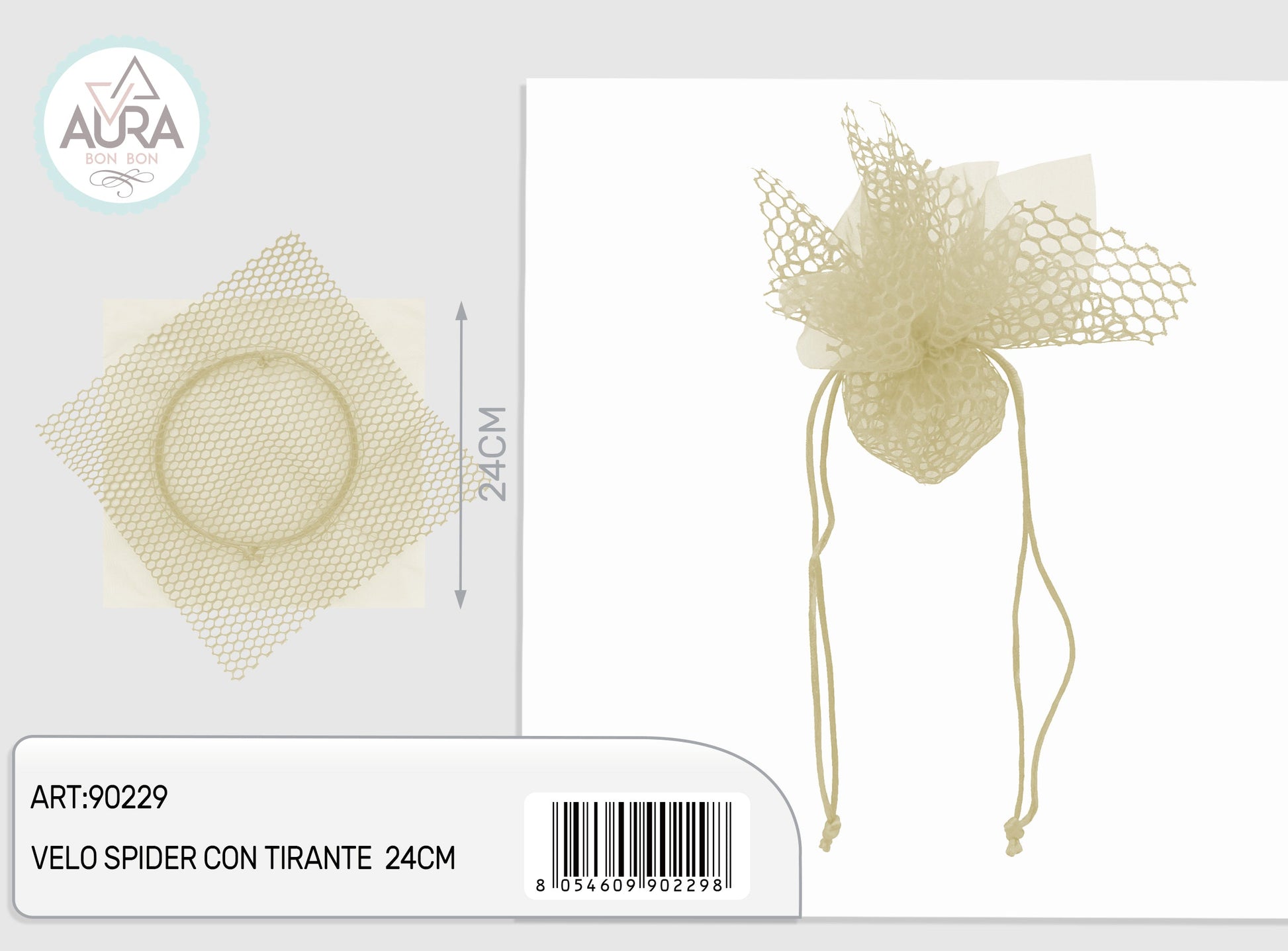 velo rete con tirante 24cm crema