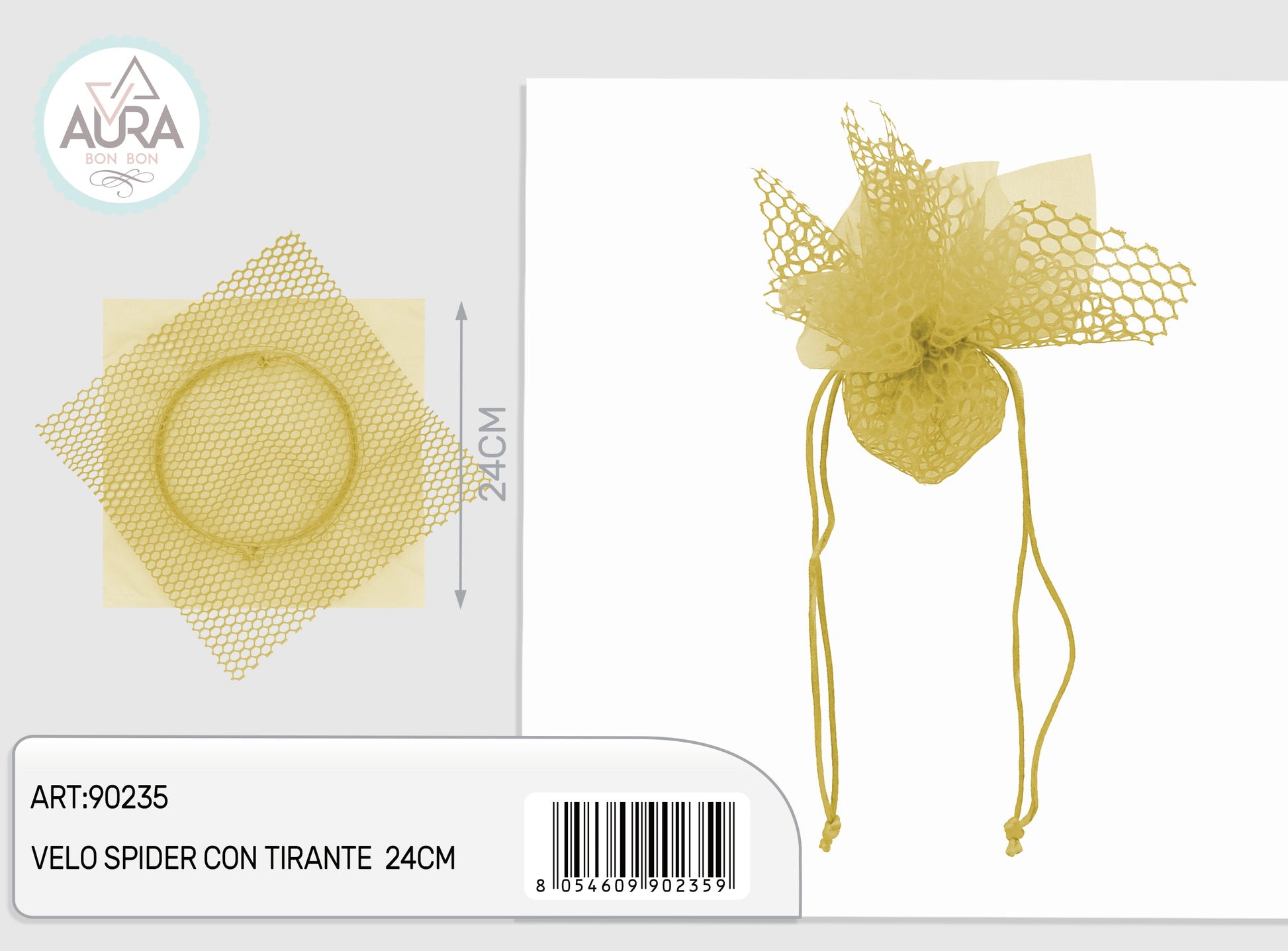 velo rete con tirante 24cm giallo