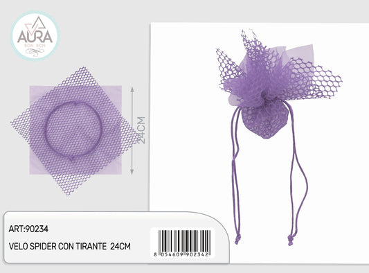 velo rete con tirante 24cm lilla