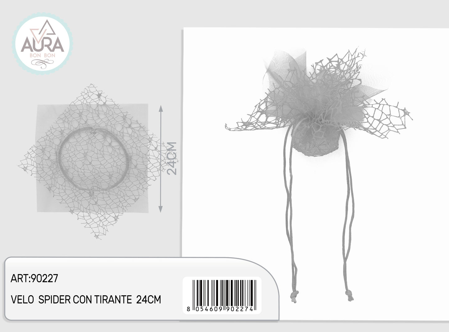 velo spider con tirante 24cm grigio