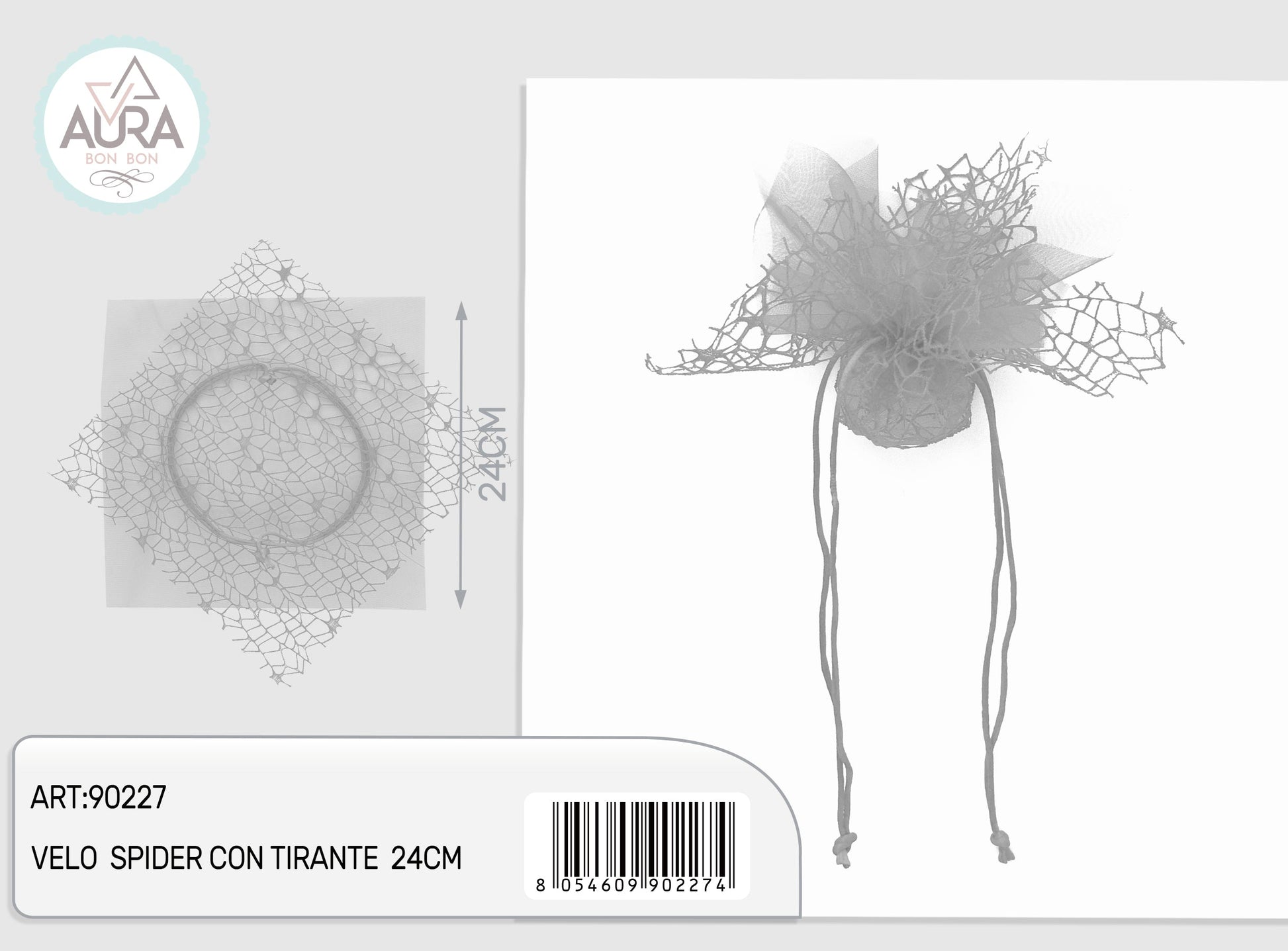 velo spider con tirante 24cm grigio