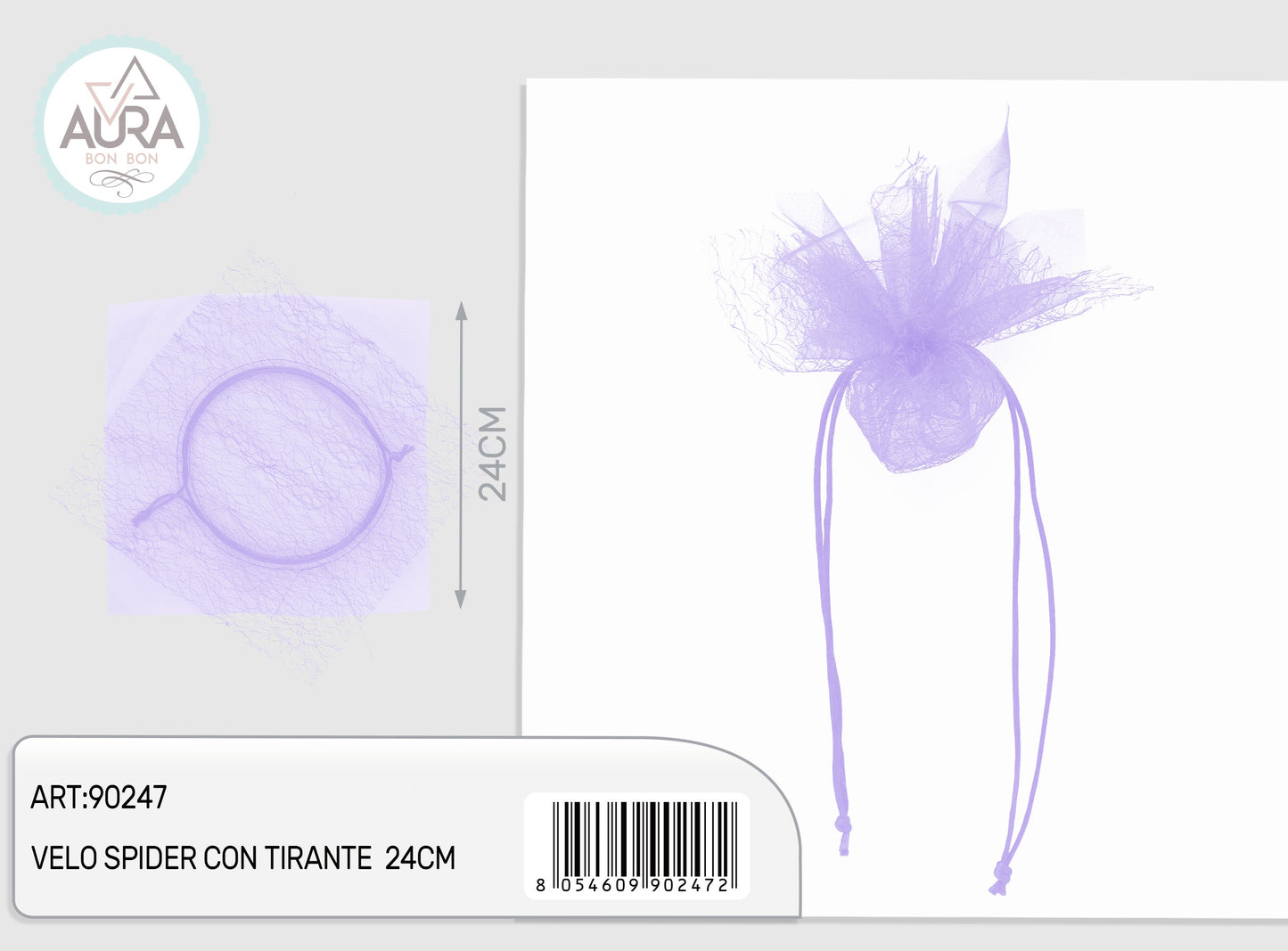 velo spider con tirante 24cm lilla