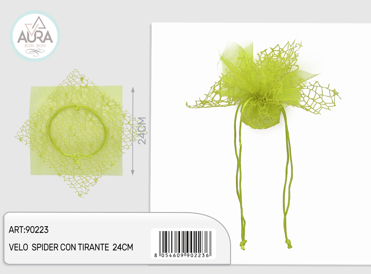 velo spider con tirante 24cm verde chiaro