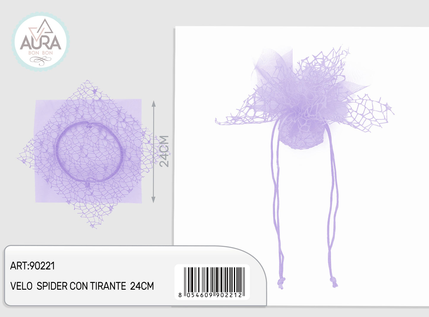 velo spider con tirante 24cm lilla