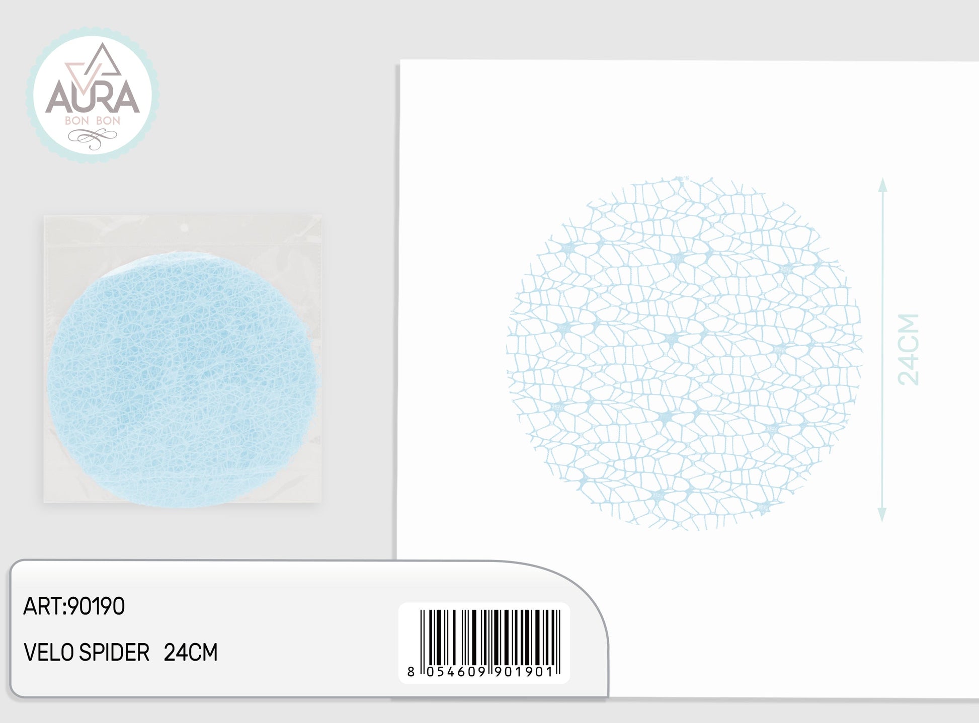 velo spider tondo 24cm 25pz celeste