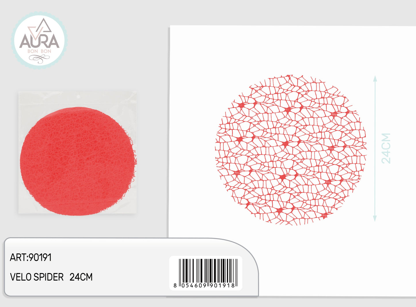 velo spider tondo 24cm 25pz rosso