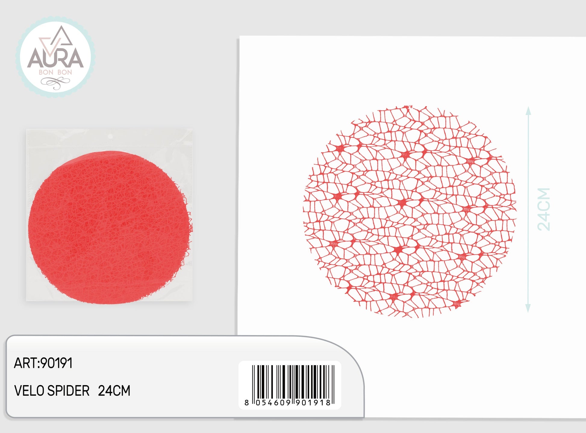 velo spider tondo 24cm 25pz rosso